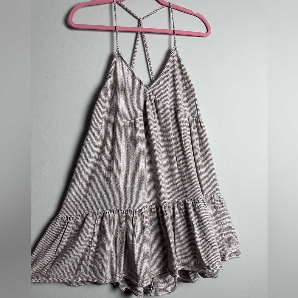 Aerie - Backless Mini Dress - Tan and White - XL